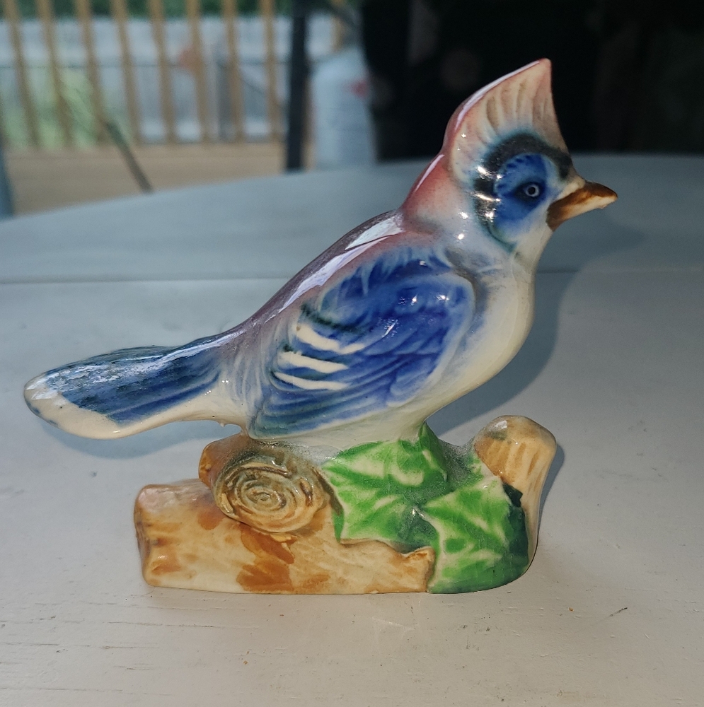 Vintage MCM Japanese Ceramic Blue Bird Figurine